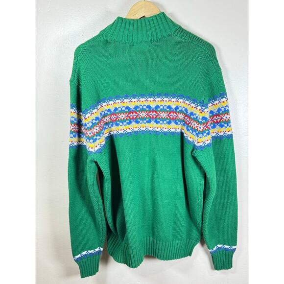 BODEN Men’s Fair Isle Quarter zip Sweater Green wool blend XXL Holiday Christmas - Picture 6 of 7